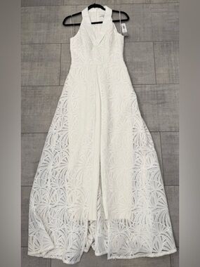 NWT Kay Unger New York Nadia Embroidered Lace Tuxedo Wedding Pant Jumpsuit Sz. 4